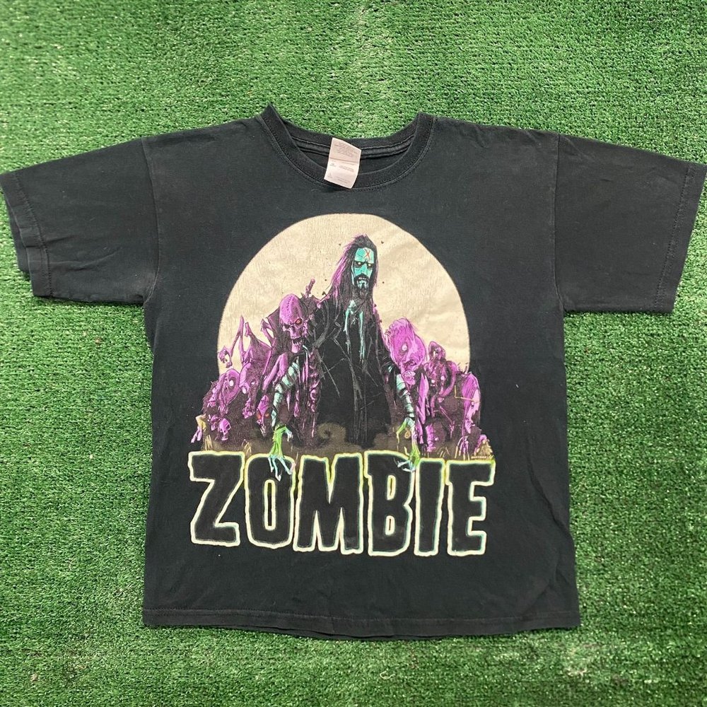 Vintage Y2K Rob Zombie Living Dead Girl T-Shirt Black S Baby Tee Metal Goth